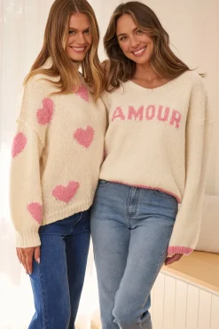 New A love Affair Intarsia Knit in Cream Knitwear|Knitwear