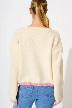 New A love Affair Intarsia Knit in Cream Knitwear|Knitwear