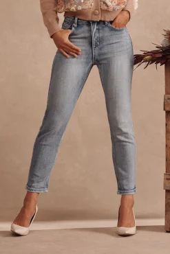 Online Ace Mid Rise Straight Leg Jean In Mid Blue Denim Bottoms|Denim