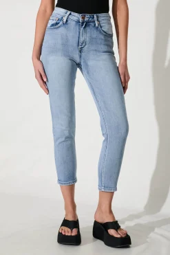 Online Ace Mid Rise Straight Leg Jean In Mid Blue Denim Bottoms|Denim