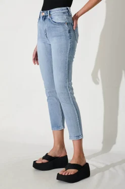 Online Ace Mid Rise Straight Leg Jean In Mid Blue Denim Bottoms|Denim