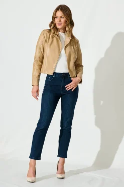 New Ace Mid Rise Straight Leg Jean In Dark Blue Denim Bottoms|Denim