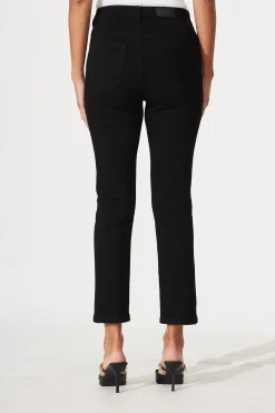 Outlet Ace Mid Rise Straight Leg Jean In Black Denim Bottoms|Denim