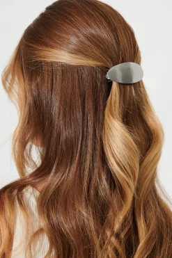 New Aces Metal Oval Hair Clip In Silver Hair Accessories