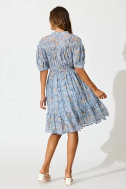 New Addison Dress in Blue Multi Dresses|Casual