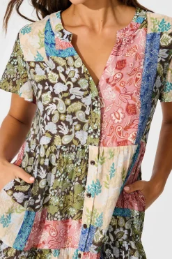 New Adeline Shirt Dress In Multi Patchwork Print Dresses|Casual