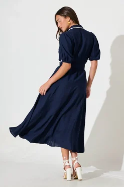 Online Adore Maxi Shirt Dress in Navy Dresses|Casual