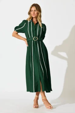 Fashion Adore Maxi Shirt Dress in Emerald Green Dresses|Casual
