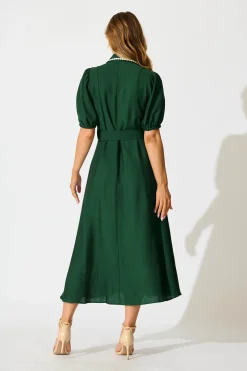 Fashion Adore Maxi Shirt Dress in Emerald Green Dresses|Casual