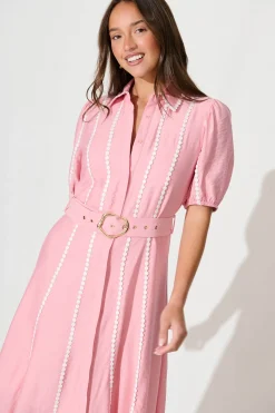 Hot Adore Maxi Shirt Dress In Pink Dresses|Casual