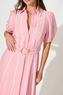 Hot Adore Maxi Shirt Dress In Pink Dresses|Casual