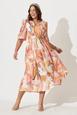 Online Adrina Maxi Dress In White With Multi Floral Dresses|Party