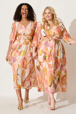 Online Adrina Maxi Dress In White With Multi Floral Dresses|Party