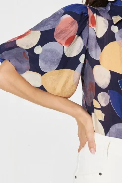 Clearance Aeryn Shirt In Navy With Multi Print Tops|Party & Occasion