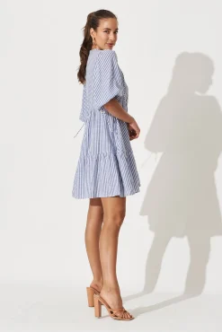 Outlet Aine Shirt Dress In Blue Stripe Cotton Dresses|Casual