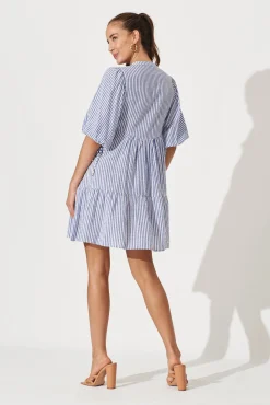 Outlet Aine Shirt Dress In Blue Stripe Cotton Dresses|Casual