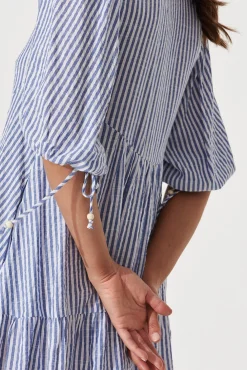 Outlet Aine Shirt Dress In Blue Stripe Cotton Dresses|Casual