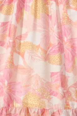 New Alaina Maxi Shirt Dress in Pink Floral With White Lace Trim Dresses|Party