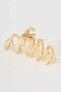 Online Alanis Hair Claw in Gold Hair Accessories