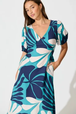 Sale Allegra Maxi Dress in Multi Blue Print Dresses|Casual