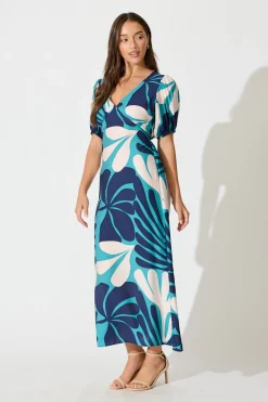 Sale Allegra Maxi Dress in Multi Blue Print Dresses|Casual