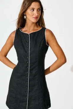Discount Allure Dress in Black Linen Dresses|Casual