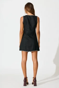 Discount Allure Dress in Black Linen Dresses|Casual