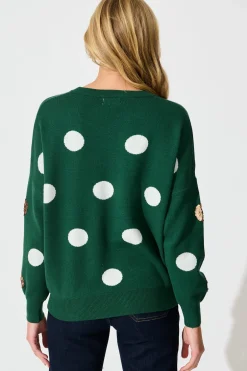 New Almeria Knit In Emerald With Sequin Spot Wool Blend Knitwear|Knitwear