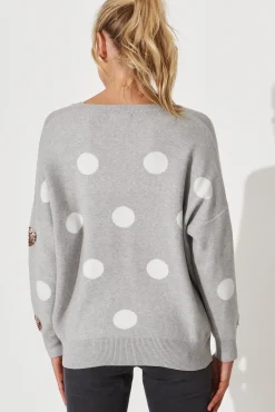 Fashion Almeria Knit In Grey With Sequin Spot Wool Blend Knitwear|Knitwear