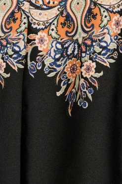 Discount Alvana Midi Shirt Dress in Black and Multi Print Satin Dresses|Party
