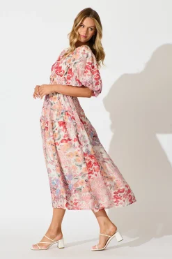 Sale Amalie Midi Dress In Blush Multi Floral Dresses|Casual