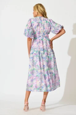Hot Amalie Midi Dress In Purple Floral Print Dresses|Casual
