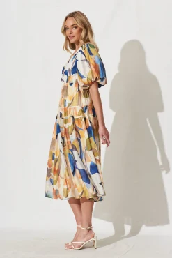 Online Amalie Midi Dress In White With Multi Print Dresses|Casual