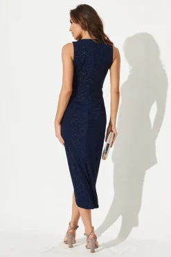 Hot Amanda Midi Dress In Navy Glitter Dresses|Party