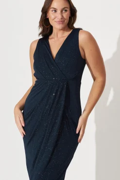 Hot Amanda Midi Dress In Navy Glitter Dresses|Party