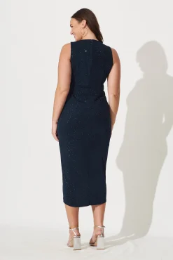 Hot Amanda Midi Dress In Navy Glitter Dresses|Party