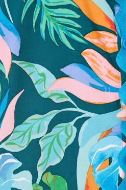 New Amico Dress in Teal with Multi Leaf Print Dresses|Casual