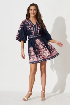 Discount Amira Shirt Dress In Navy With Blush Floral Dresses|Casual