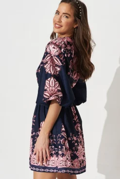Discount Amira Shirt Dress In Navy With Blush Floral Dresses|Casual