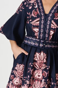 Discount Amira Shirt Dress In Navy With Blush Floral Dresses|Casual