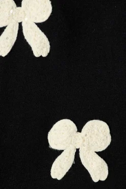 Fashion Amory Knit in Black with Cream Bows Wool Blend Knitwear|Knitwear
