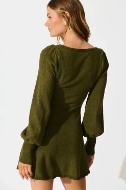 New Analia Knit Dress In Khaki Dresses|Knitwear