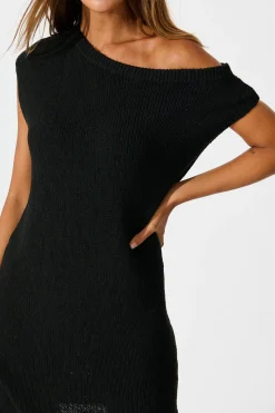 Clearance Angelica Knit Dress in Black Dresses|Knitwear