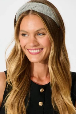 New Anica Knitted Headband in Grey Marle Knitwear|Knitwear