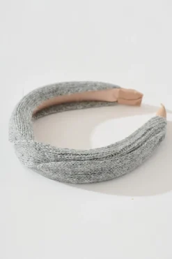 New Anica Knitted Headband in Grey Marle Knitwear|Knitwear