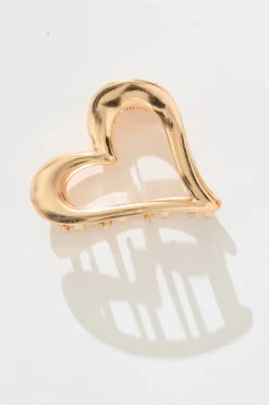 Outlet Ann Heart Hair Claw in Gold Hair Accessories
