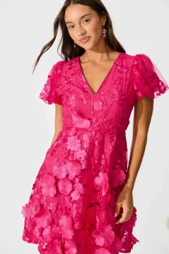 Online Annalise Dress in Hot Pink Embroidered Tulle Dresses|Party