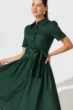Outlet Annmarie Midi Shirt Dress In Emerald Dresses|Casual
