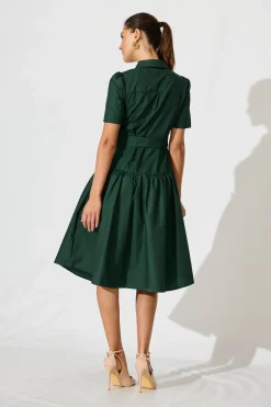 Outlet Annmarie Midi Shirt Dress In Emerald Dresses|Casual