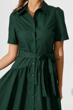 Outlet Annmarie Midi Shirt Dress In Emerald Dresses|Casual